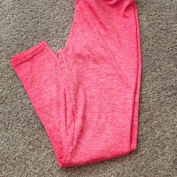 V-Waisted Cinched Bottom Athleisure Leggings in Hot Pink & Dash of White Blended - Picture 3 of 7